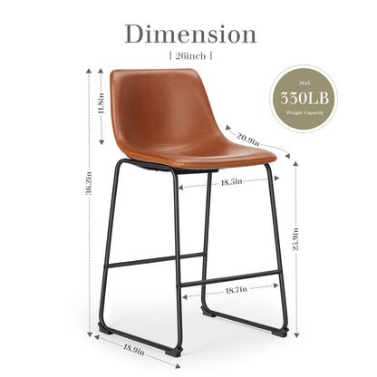 Dining/Counter/Bar Chair – Sled Base (Black/Brown, Seat Height 18″/26″/30″)