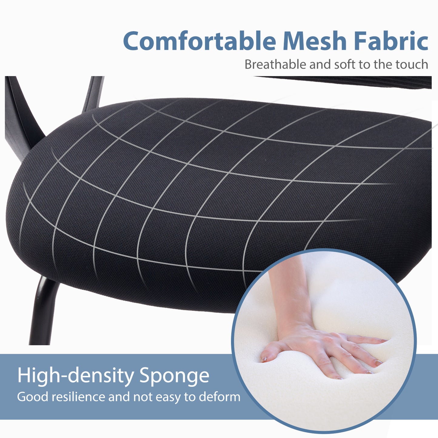 Office Guest Chair, Mesh Back Sled-Base with Arms (No Wheels, 275 lb)