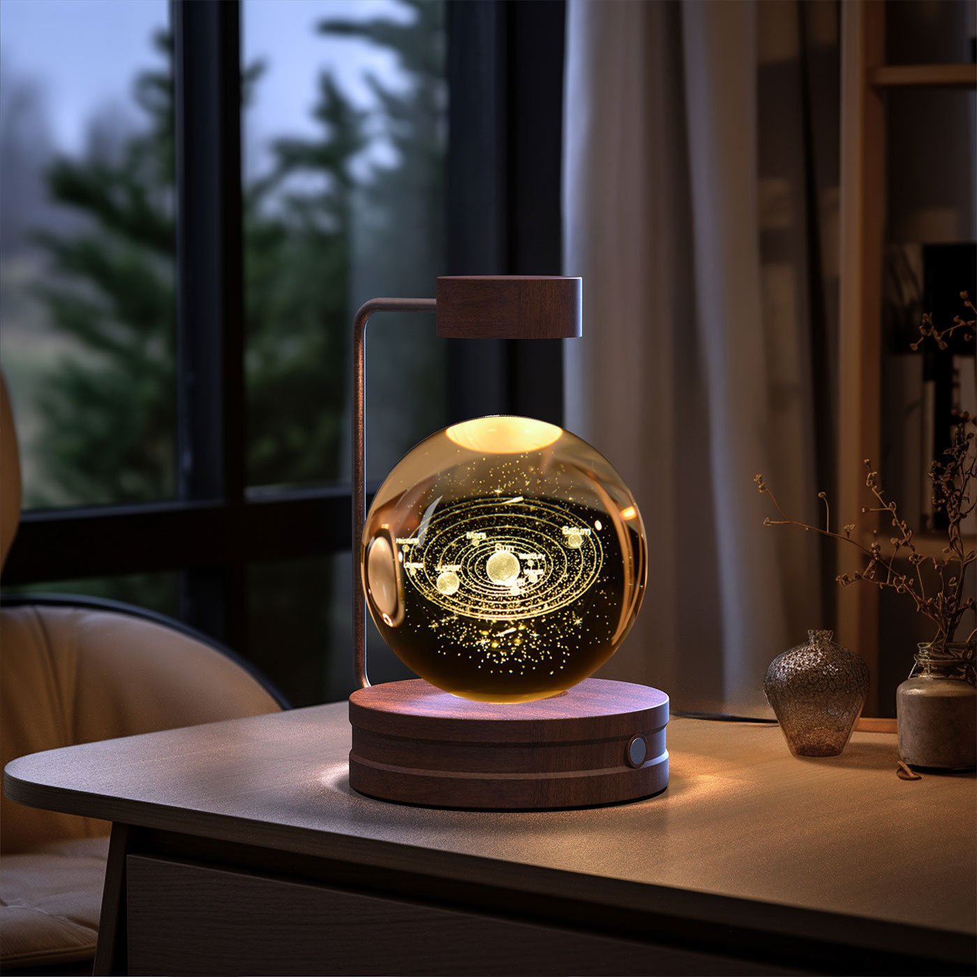 3D Crystal Ball Night Light, Magnetic Floating LED Lamp with Touch Switch