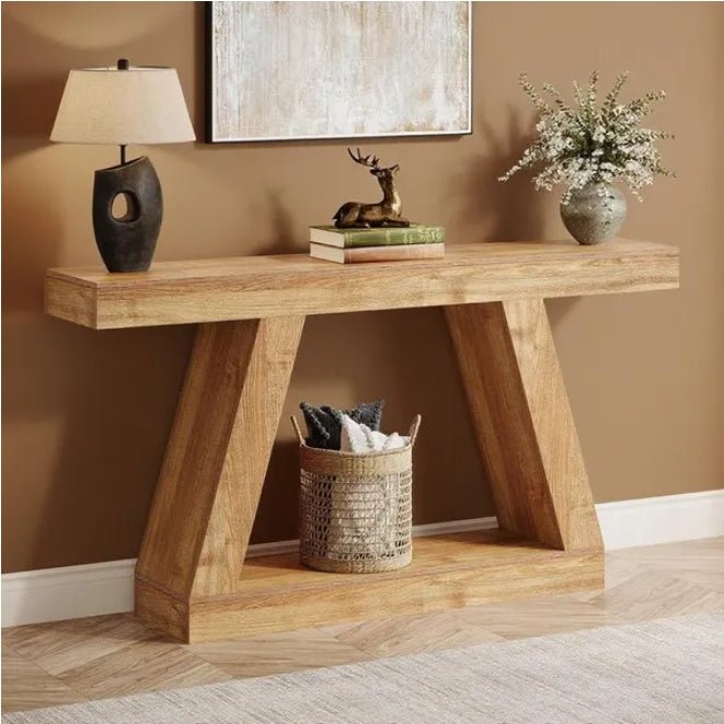 Rustic 55" Console Table: Industrial Wooden Sofa Table with Storage - Entryway, Hallway, Living Room - DonoHome