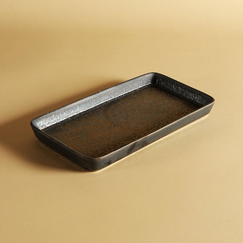 Rustic Stoneware Sushi & Sashimi Serving Plate – Japanese Style Tray