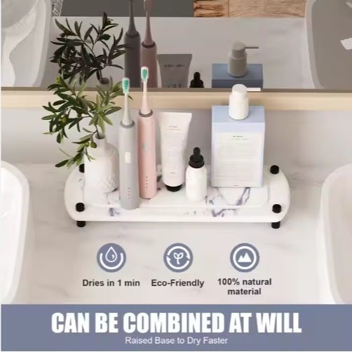 Diatomaceous Earth Sink Tray Stone Home Sink Caddy Kitchen Bathroom Instant Dry Sink Organizer