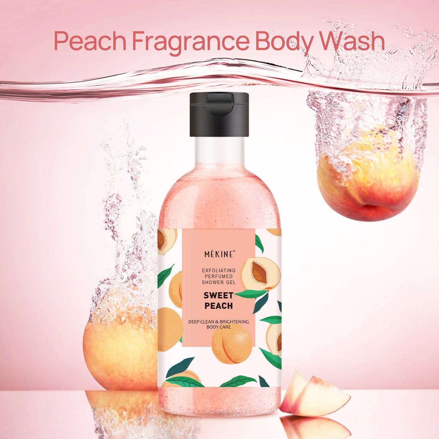 Peach Shower Gel – Exfoliating Perfumed Body Wash with Sweet Peach Scent, Deep Clean & Brightening