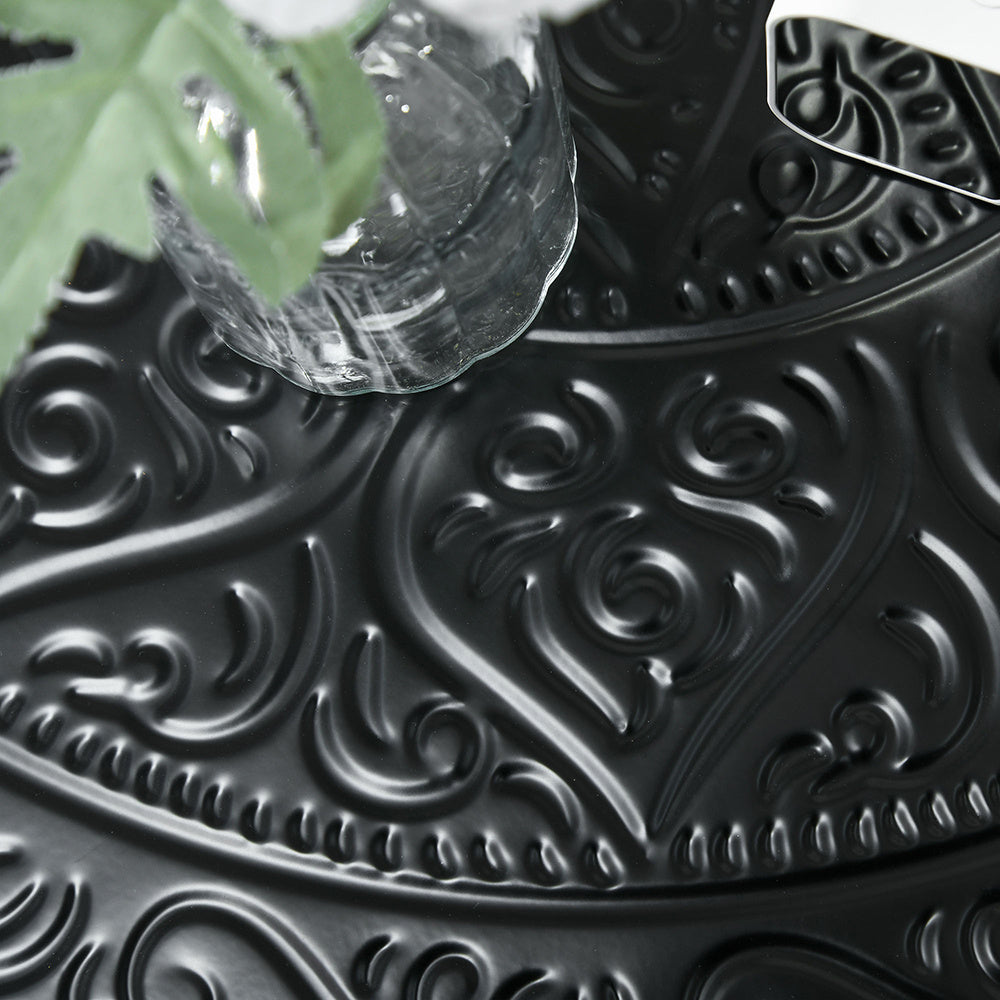 24" Round Hammered Metal Coffee Table with Tray Top – Black