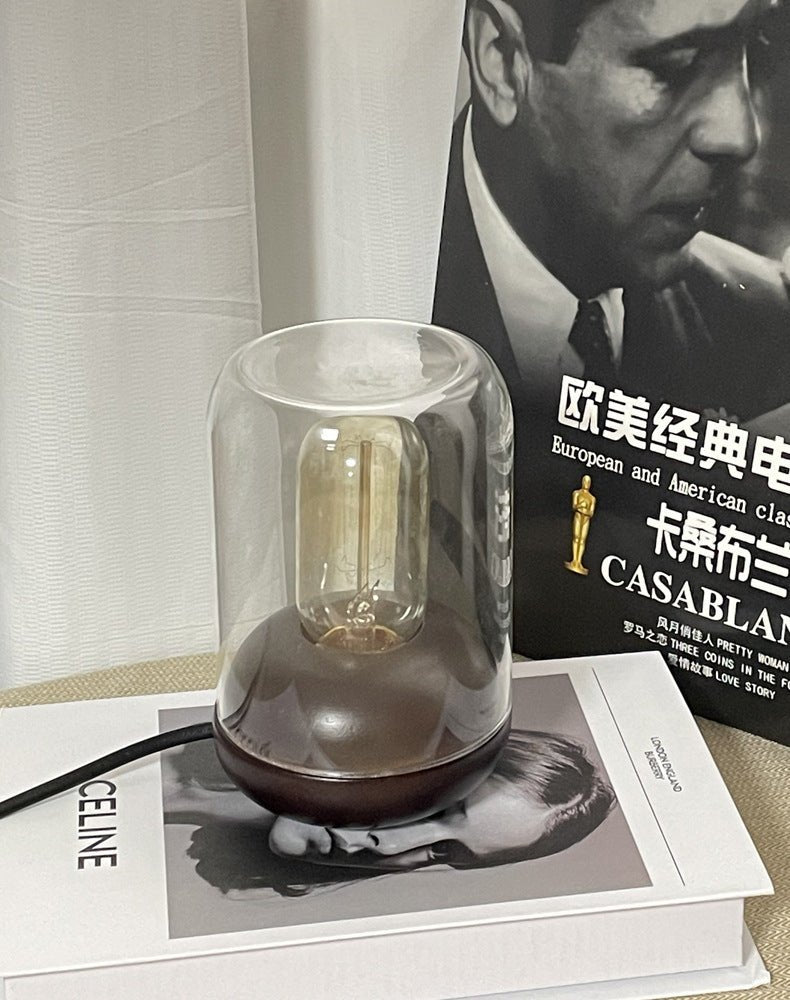 Edison Bulb Style Ambient Night Light, Glass Dome Bedside Lamp for Bedroom & Living Room Decoration