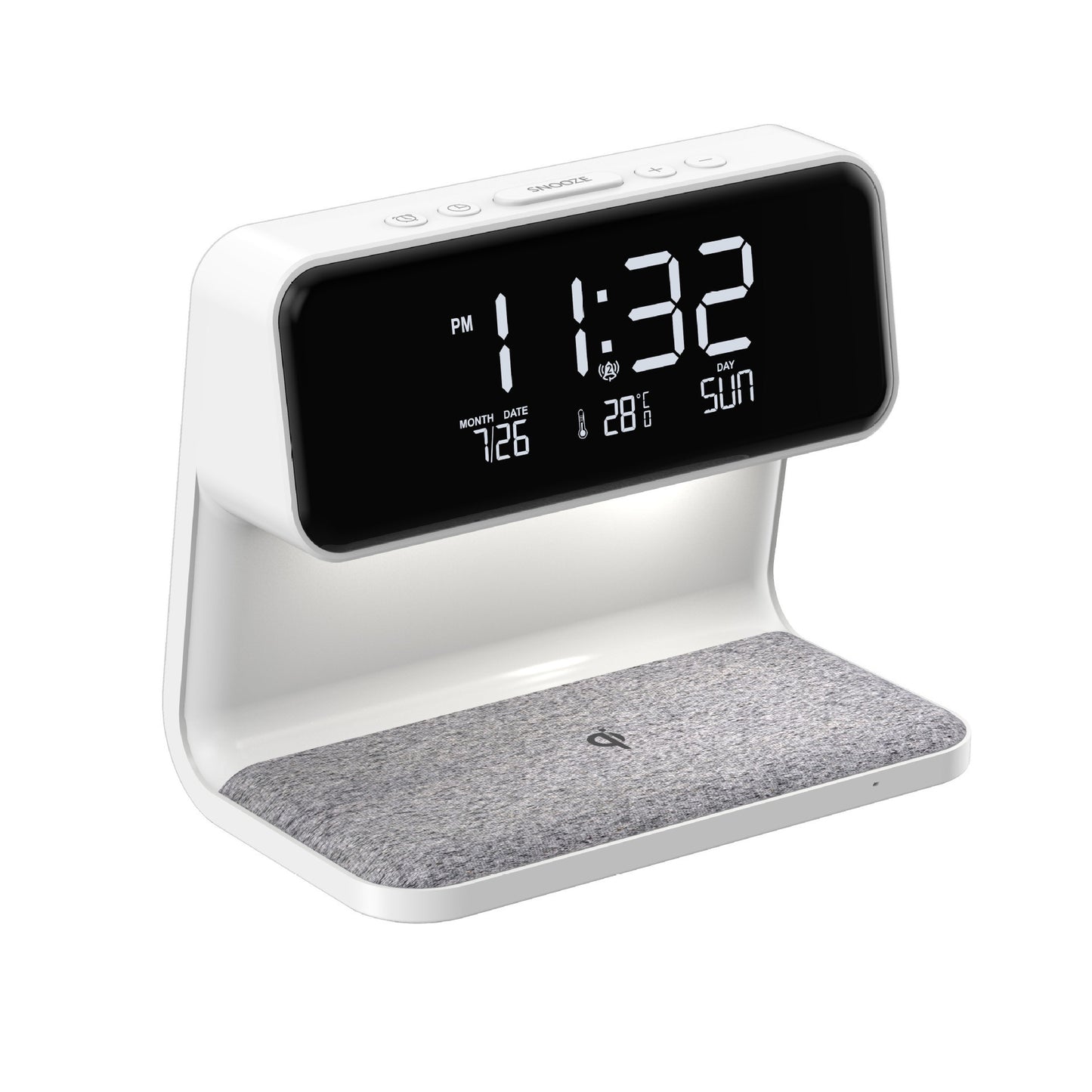 3-in-1 LED Bedside Lamp with Wireless Charger & Alarm Clock