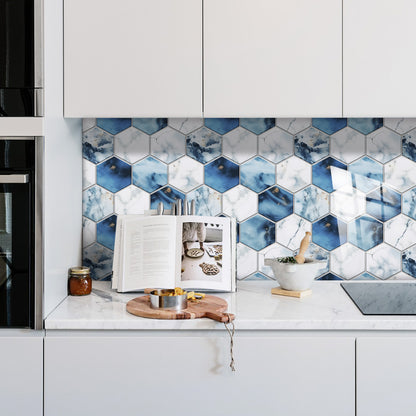 Blue & White Marble Peel & Stick Wall Tile – Waterproof Self-Adhesive PVC Sticker for Kitchen & Bathroom