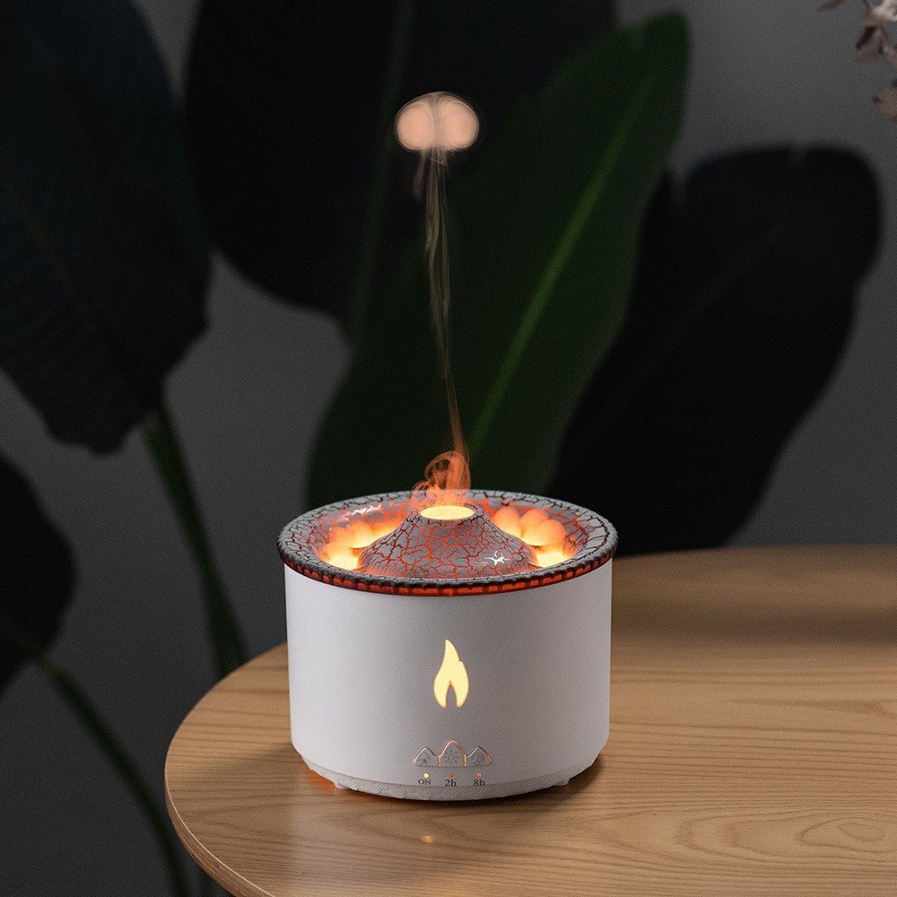 Volcano Flame Essential Oil Diffuser, Ultrasonic Humidifier with Jellyfish Spray