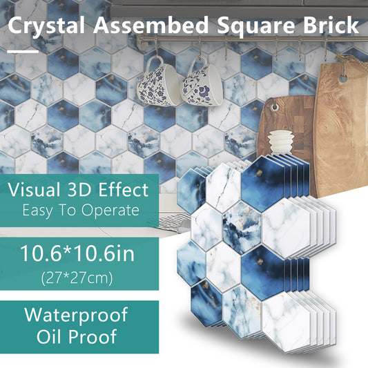 Blue & White Marble Peel & Stick Wall Tile – Waterproof Self-Adhesive PVC Sticker for Kitchen & Bathroom