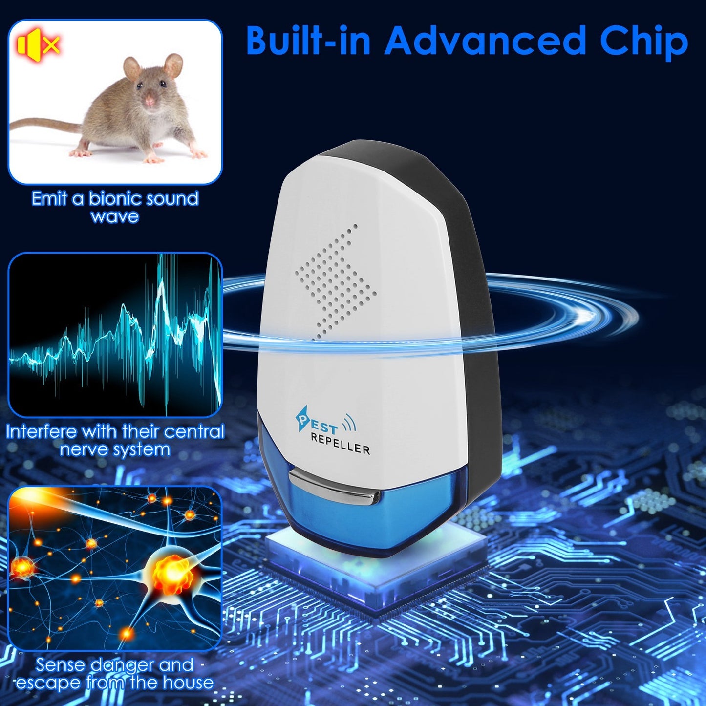 2 Pack Ultrasonic Pest Repeller With Night Light Plug In Pest Mice Repellent Indoor Roach Bed Bug Mouse Rodent Mosquito Killer For Bedroom Garage Warehouse Office