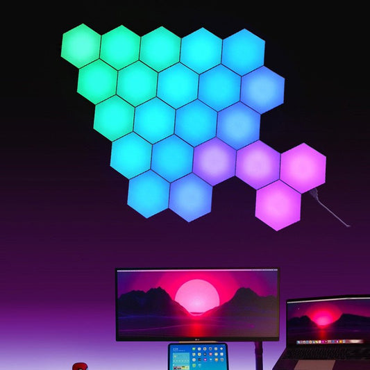 Smart Hexagon Wall Lamp, RGB LED Light Panels for Gaming & Home Decor