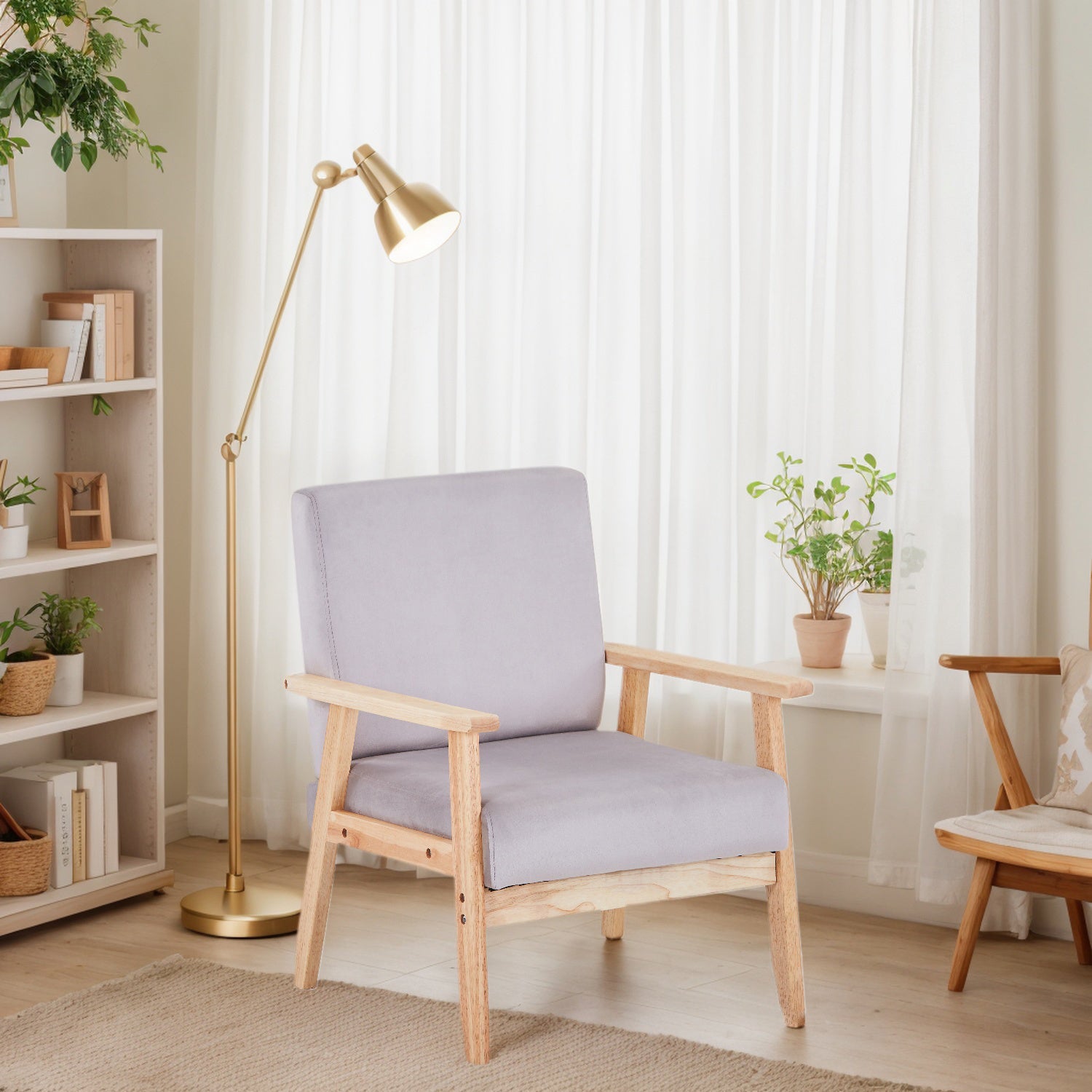 Velvet Accent Chair Relaxing Armchair With Solid Wood Frame For Living Room - DonoHome