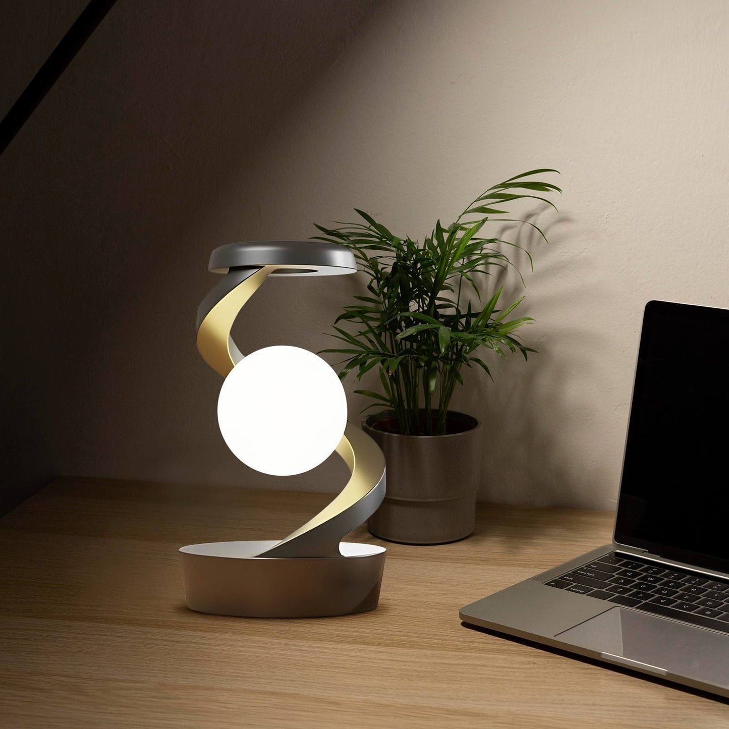 Rotating Moon Desk Lamp, Wireless Phone Charger with Sensor Control