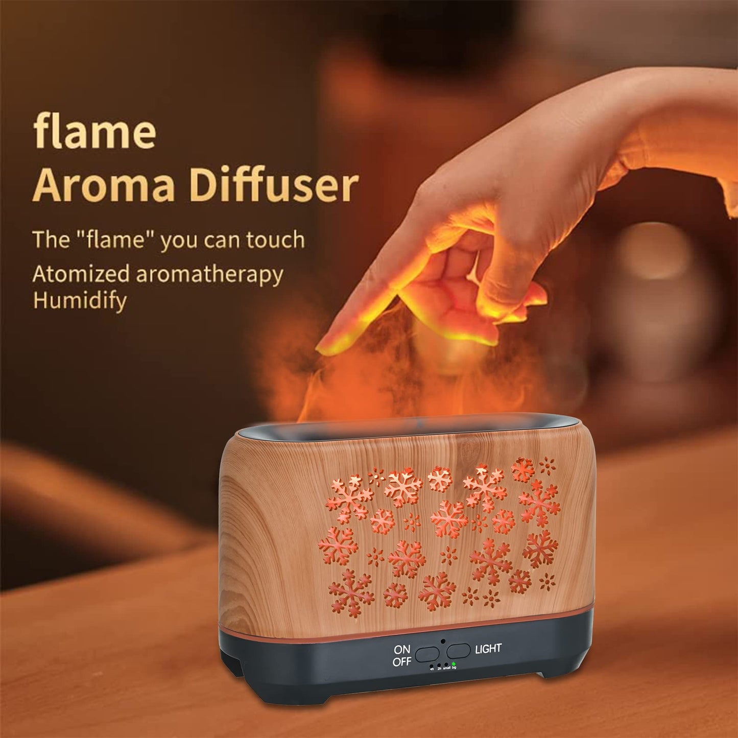 Christmas Snowflake 7-Color Flame Effect Humidifier & Aroma Diffuser