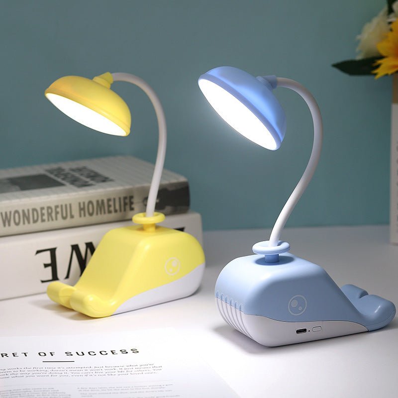 Cute Whale USB Rechargeable Desk Lamp – Portable LED Table Light for Kids & Home Decor