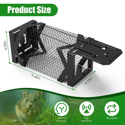 Humane Metal Mouse Trap Cage – Reusable No-Kill Rodent Catch & Release for Indoor & Outdoor Use