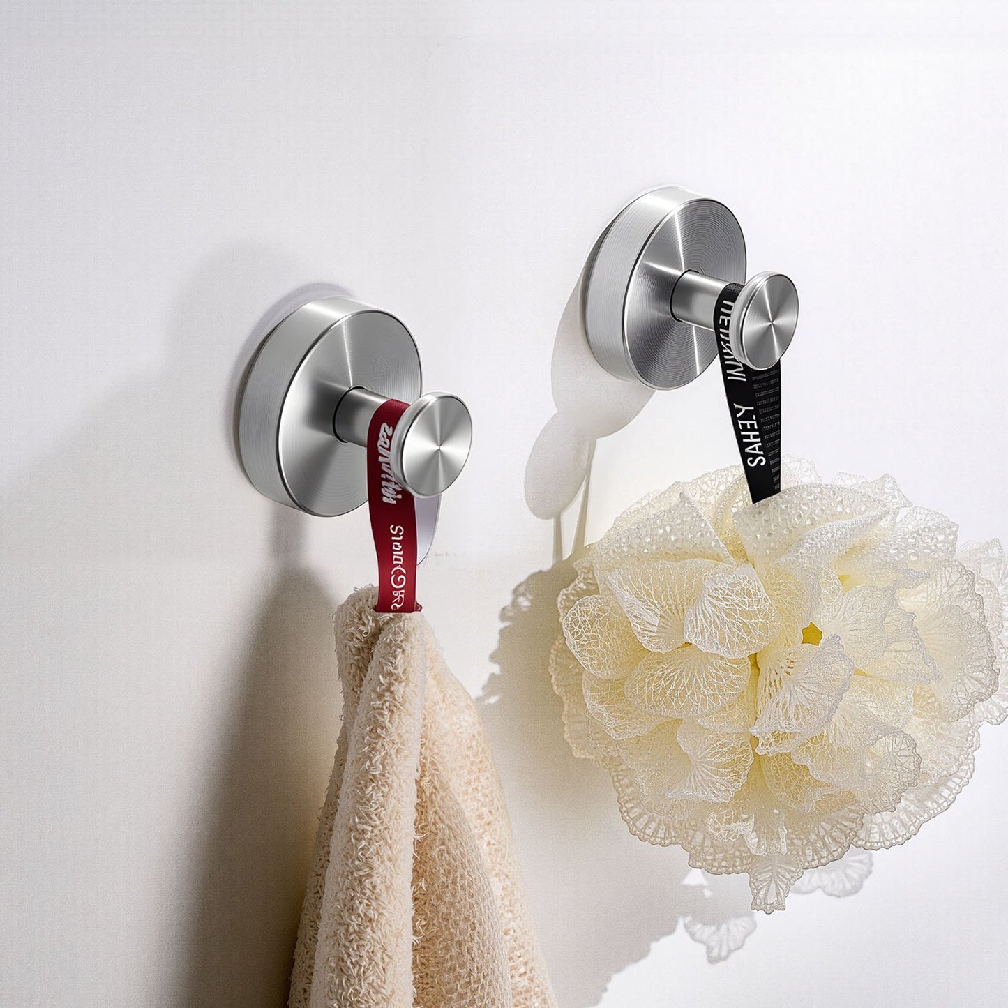 2-Pack Stainless Steel Suction Cup Shower Hooks – No-Drill Bathroom Towel Holders - DonoHome