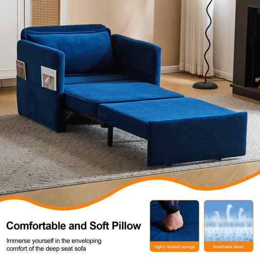 Convertible Sleeper Chair with Charging Ports & Folding Tray Table