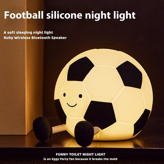 Cute Football LED Night Light, Rechargeable Bedside Lamp for Kids Bedroom & Sleep Aid