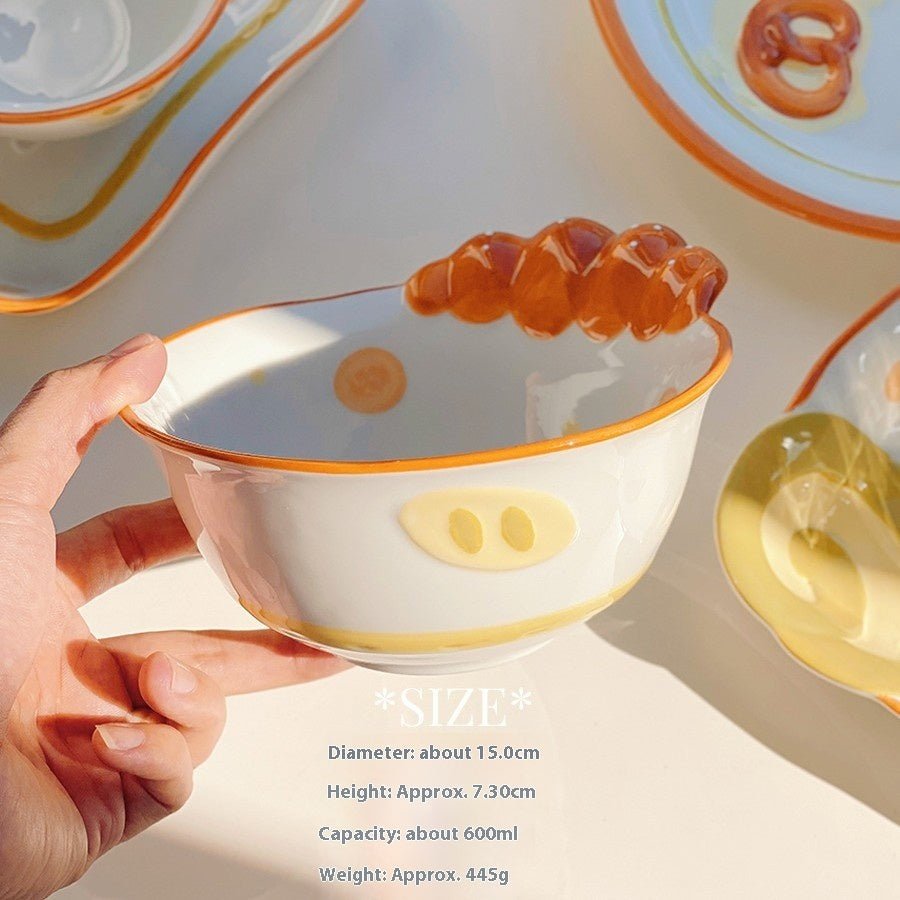 Cute Bread Ceramic Tableware Dish – Individual Bowl or Plate for Snacks & Desserts