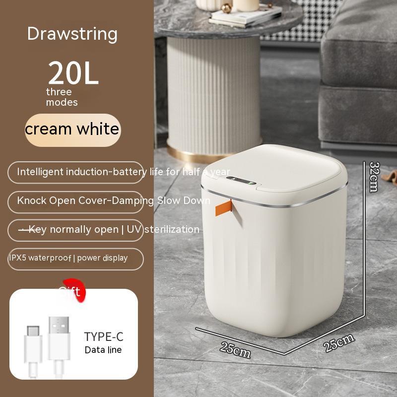 Smart Induction Trash Can with UV Sterilization, Automatic Sensor Bin