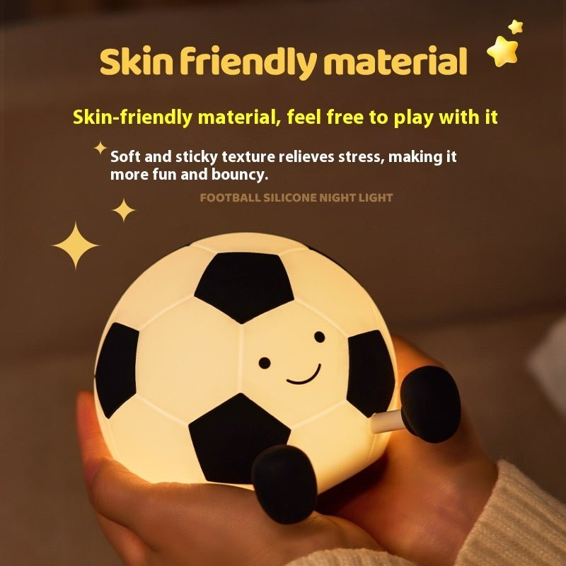 Cute Football LED Night Light, Rechargeable Bedside Lamp for Kids Bedroom & Sleep Aid