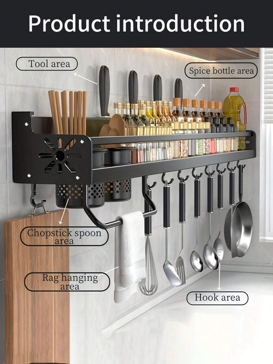 Compact Kitchen Wall Shelf with Multi-functional Storage - DonoHome