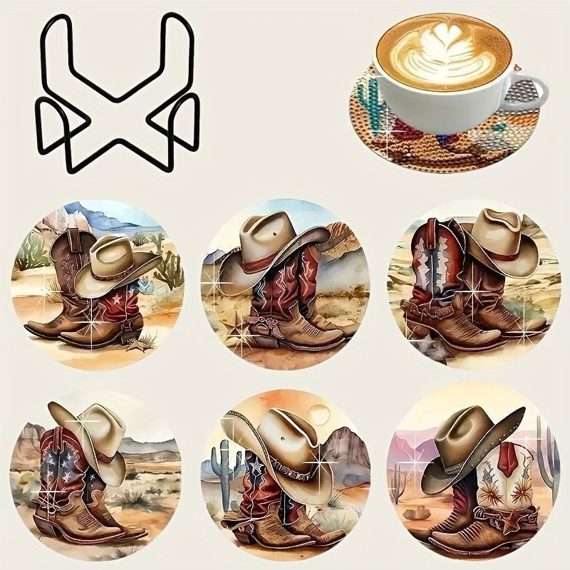 DIY Rhinestone Diamond Painting Coaster Kit, Handmade Farm Animal Set