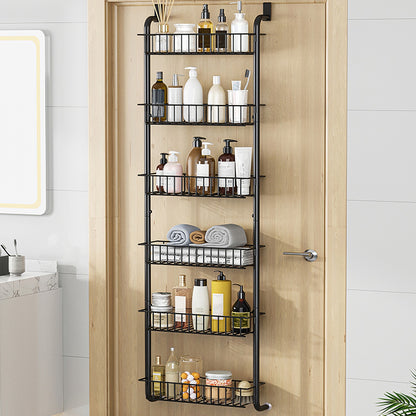 Over-the-Door Pantry Organizer, 6-Tier Hanging Basket Rack (63″, Carbon Steel) – Black/White