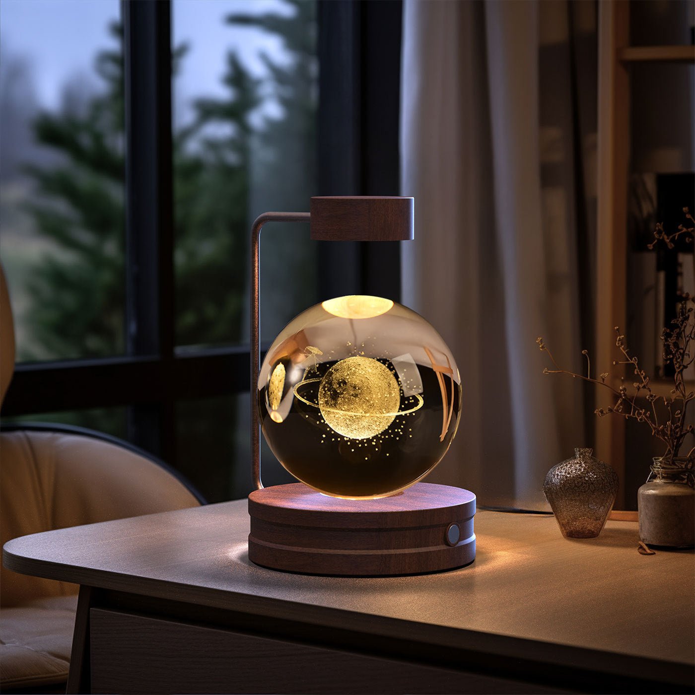 3D Crystal Ball Night Light, Magnetic Floating LED Lamp with Touch Switch