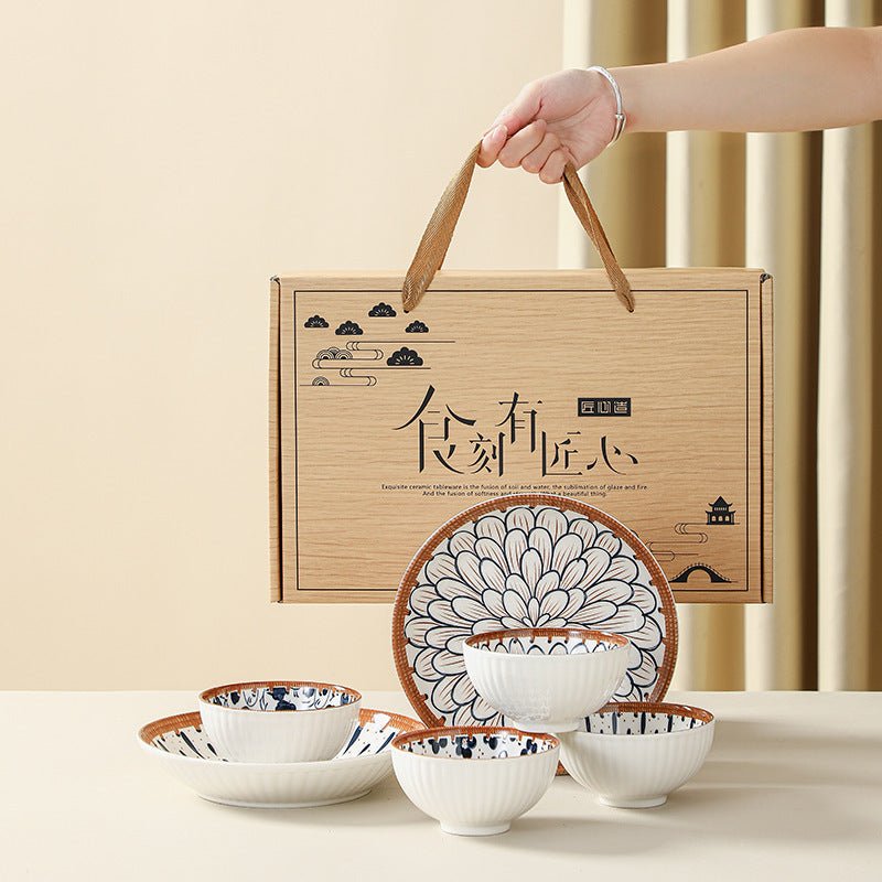 Japanese Style Ceramic Tableware Set – Bowls, Plates & Dishes in Gift Box - DonoHome