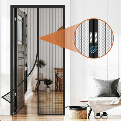 Magnetic Mesh Door Screen – Soft Curtain with Velcro & Pushpins for Insect Protection