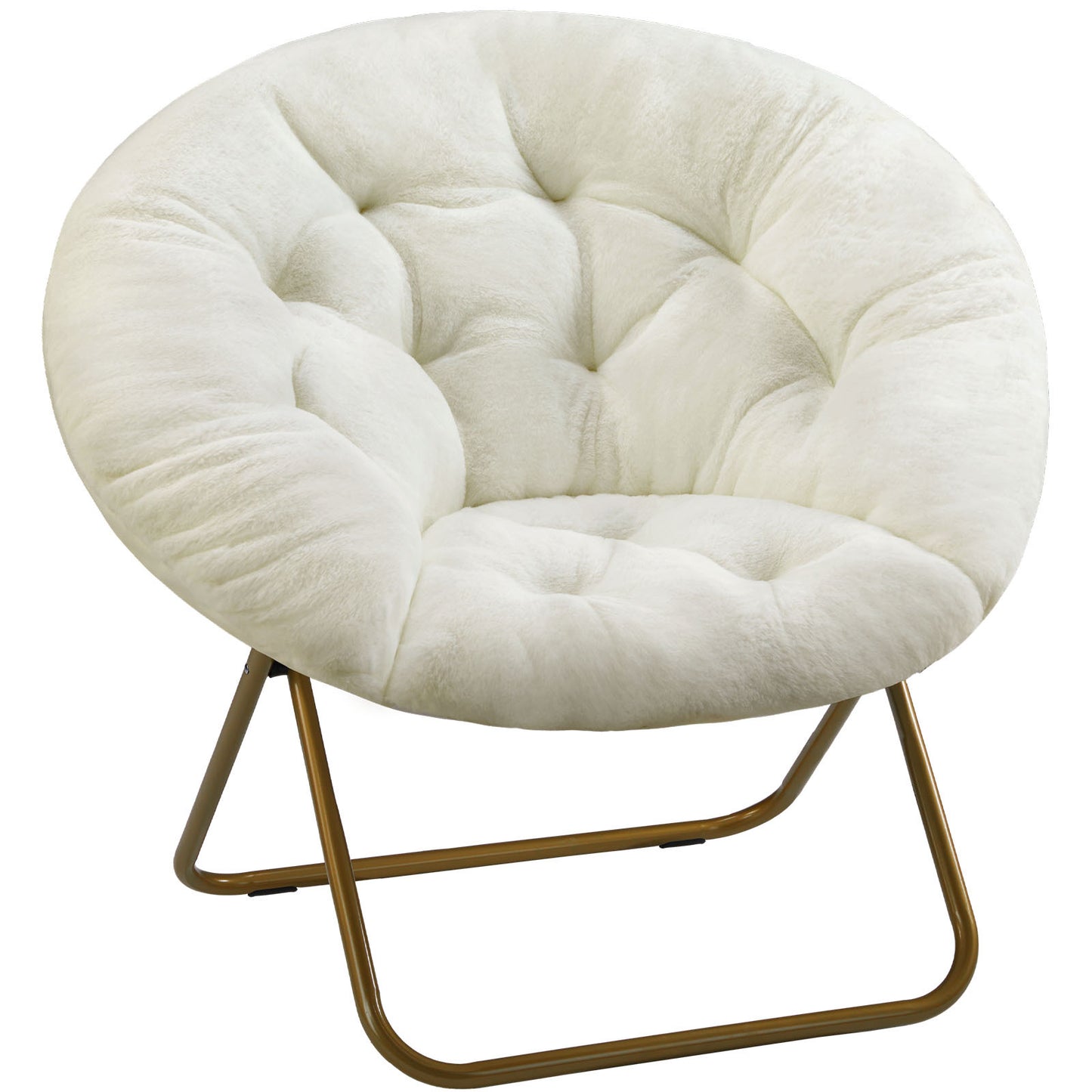 Faux Fur Saucer Chair – Cozy Round Accent Chair (White/Gray/Pink)