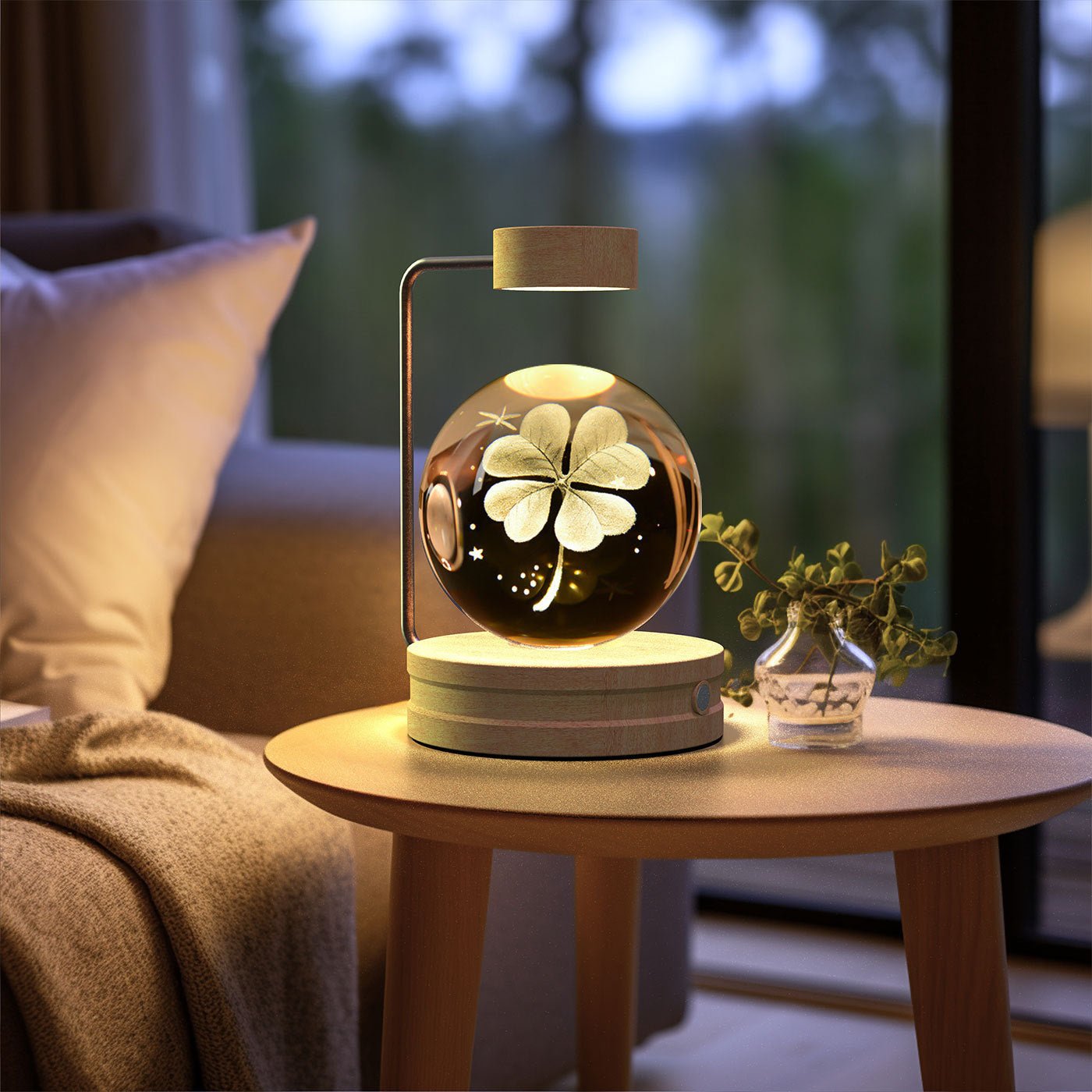 3D Crystal Ball Night Light, Magnetic Floating LED Lamp with Touch Switch