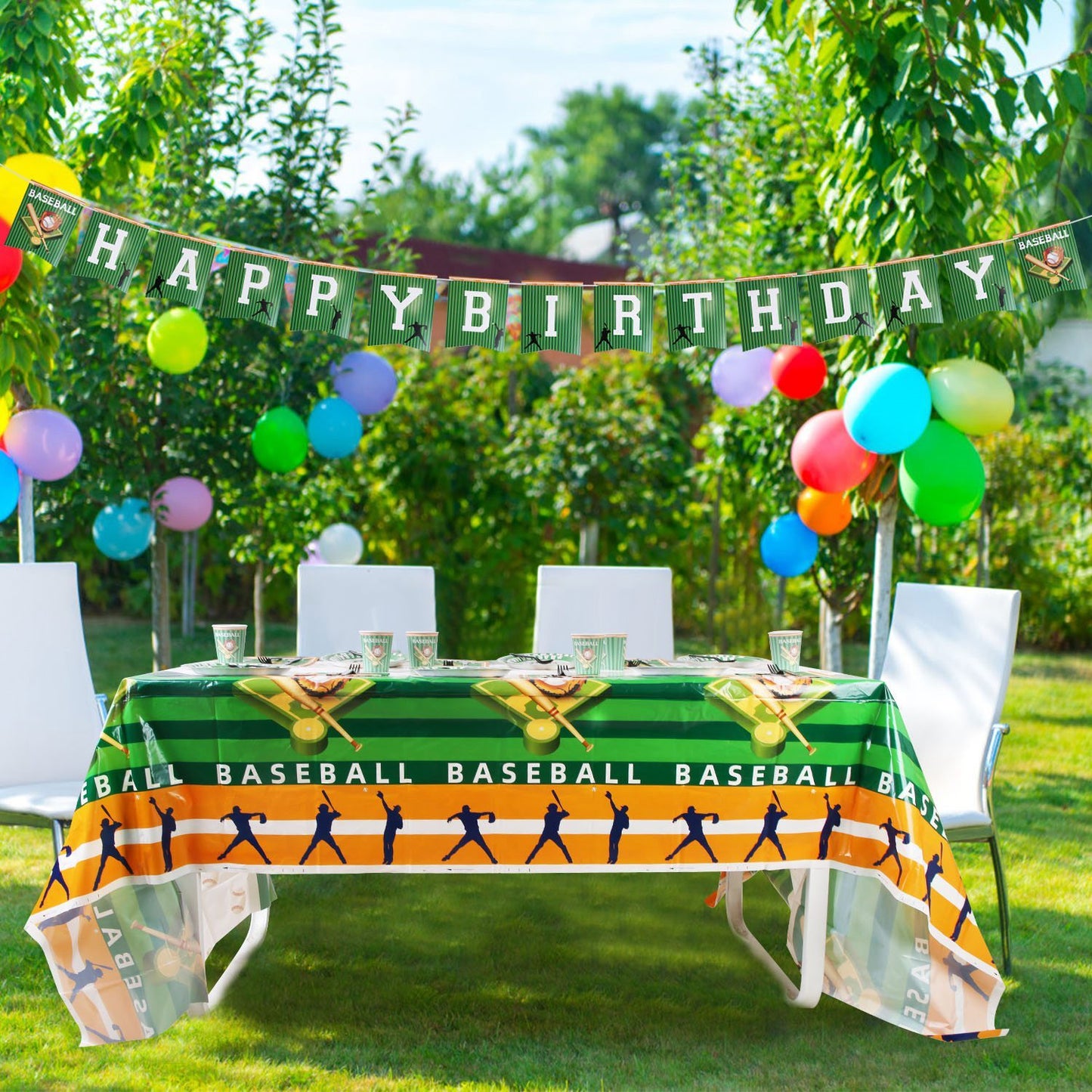 171-Piece Baseball Birthday Party Supply Kit – Disposable Plates, Cups, Cutlery, Napkins, Tablecloths (Up to 24 Guests)