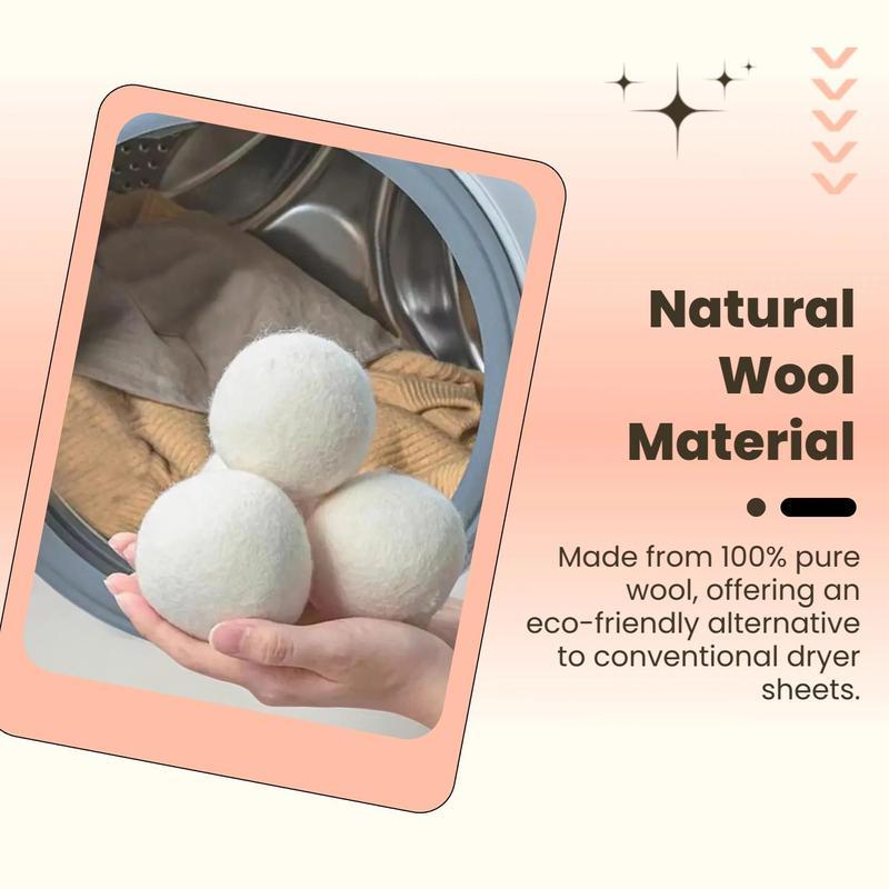 Natural Wool Laundry Dryer Balls – Reusable Fabric Softener & Anti-wrinkle Eco-friendly Laundry Aid