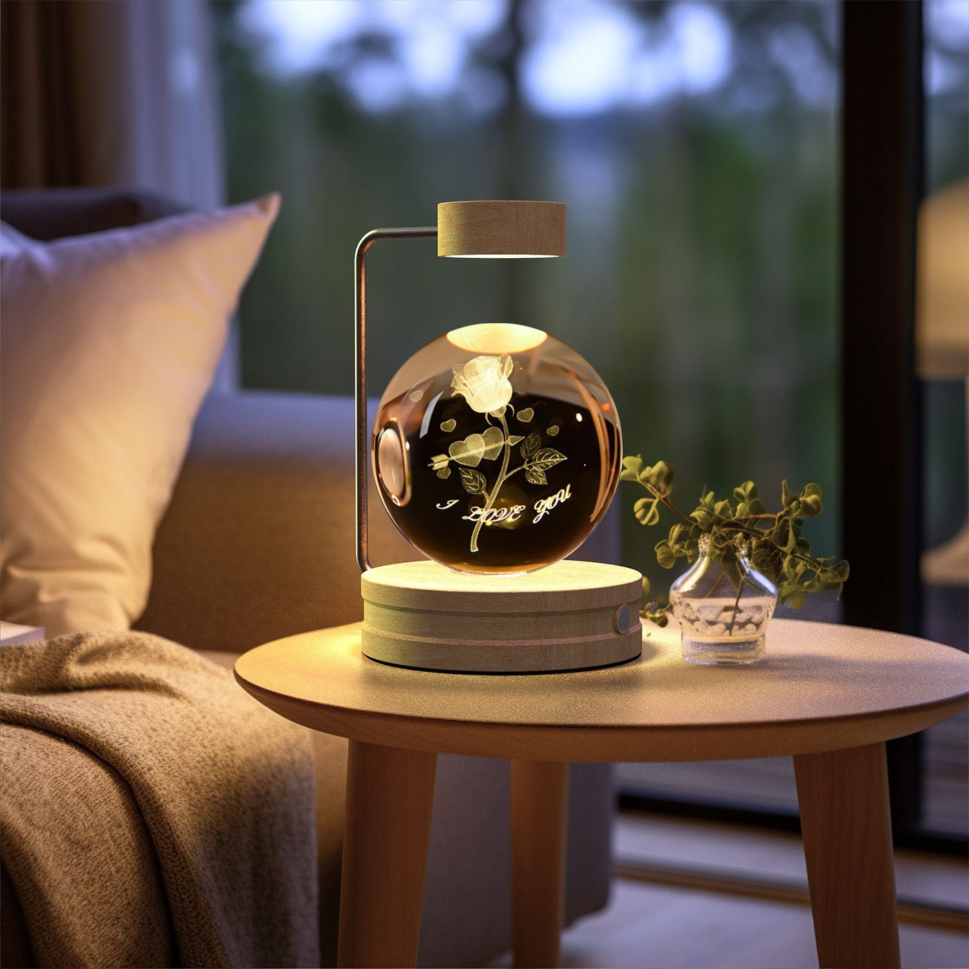 3D Crystal Ball Night Light, Magnetic Floating LED Lamp with Touch Switch