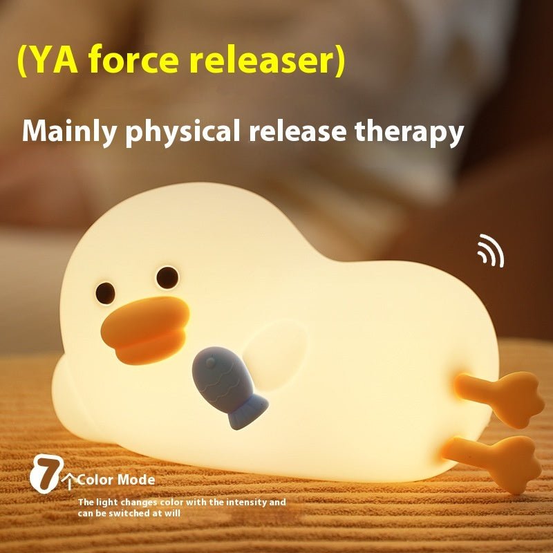 Cute Duck Pat Night Light with Soft Silicone Design, Bedroom Bedside Eye Protection Sleep Lamp for Kids and Adults