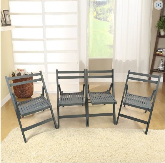 Set of 4 Foldable Slatted Wood Chairs - DonoHome