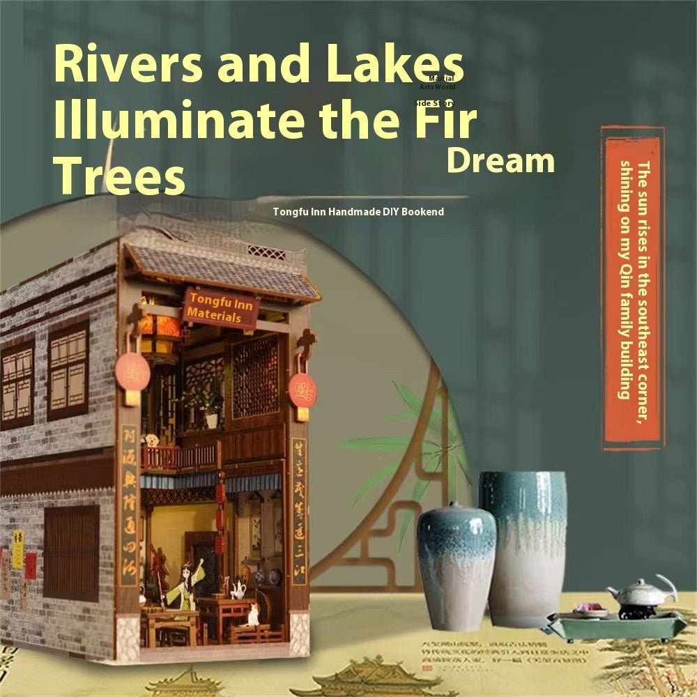 DIY Book Nook Kit, Hand-Assembled Wooden Miniature Cottage with Light