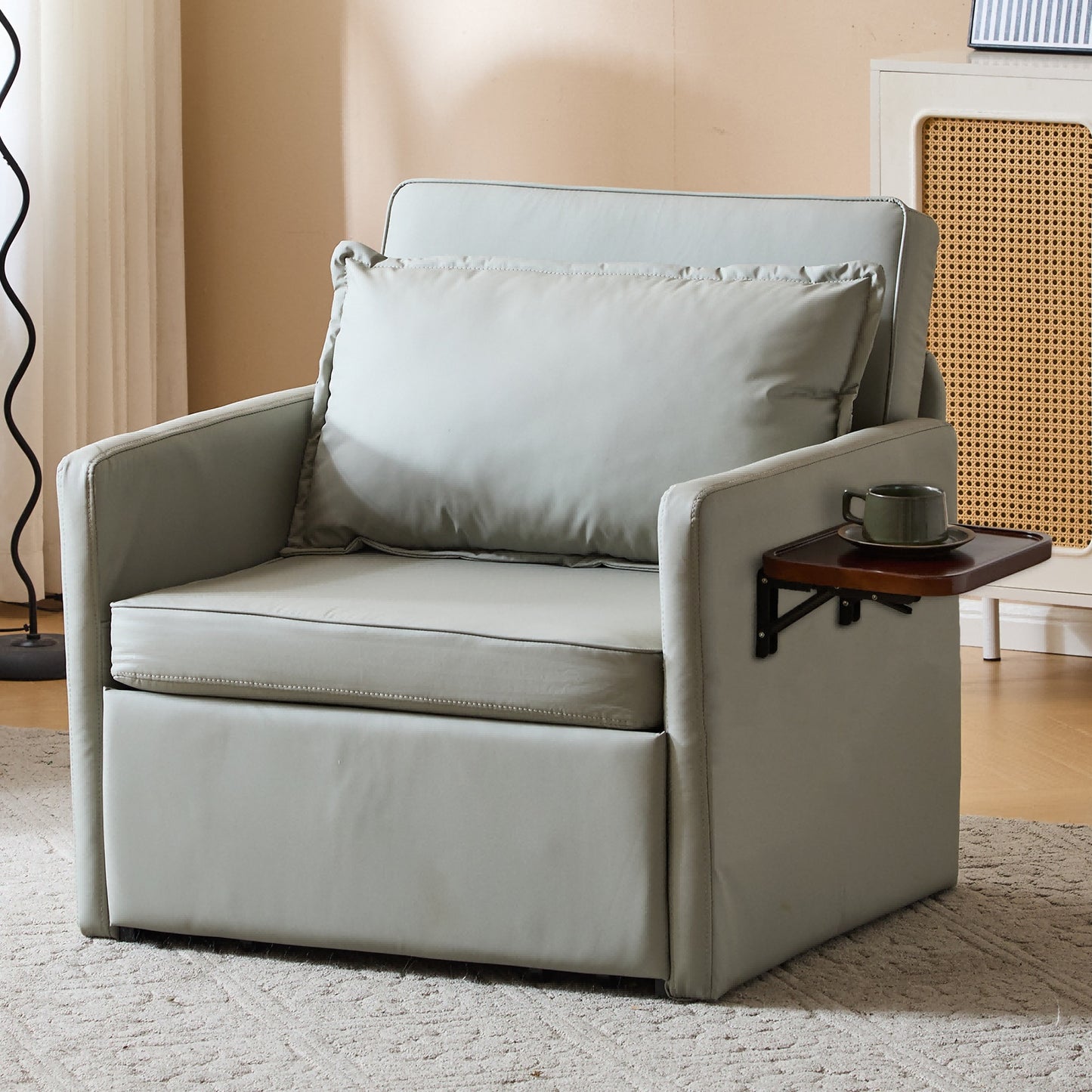Convertible Sleeper Chair with Charging Ports & Folding Tray Table - DonoHome