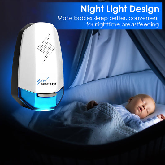 2 Pack Ultrasonic Pest Repeller With Night Light Plug In Pest Mice Repellent Indoor Roach Bed Bug Mouse Rodent Mosquito Killer For Bedroom Garage Warehouse Office
