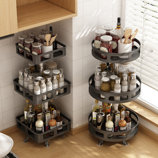 Two-Tier Rotating Kitchen and Dining Spice Rack for Countertop and Cabinet Organization