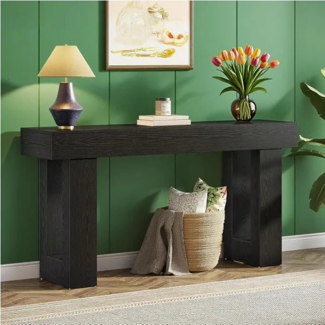 Contemporary 63" Wooden Sofa Table - Modern Long Console for Living Room & Entryway - DonoHome