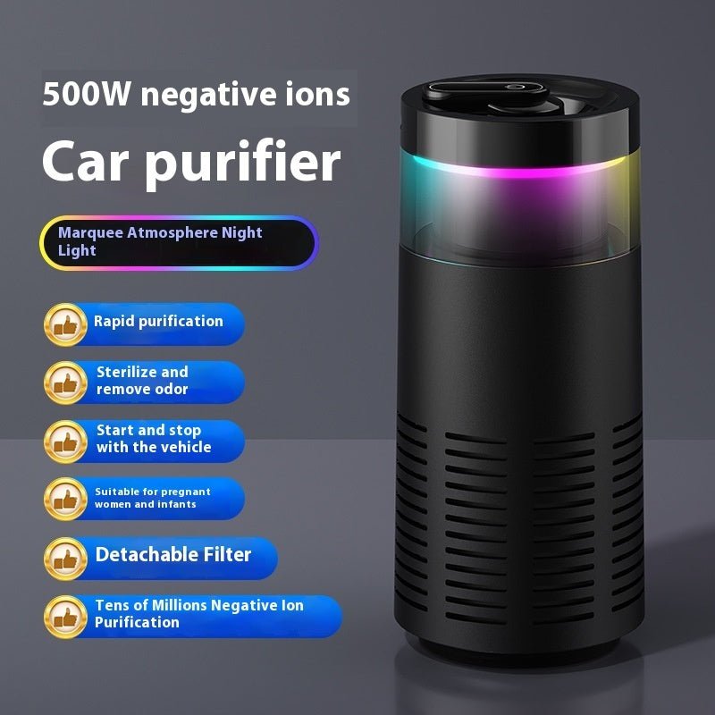 Portable Car & Home Air Purifier with Colorful LED, Formaldehyde & Odor Removal