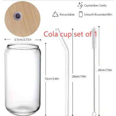 Glass Cup Set with Bamboo Lids & Straws – Clear Drinking Glasses for Coffee, Tea, Juice, Beer