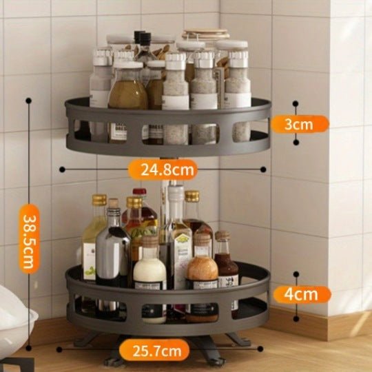 Two-Tier Rotating Kitchen and Dining Spice Rack for Countertop and Cabinet Organization