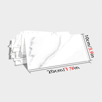 White Marble Look Peel & Stick Wall Tile Stickers – Waterproof PVC Composite for Kitchen & Bathroom