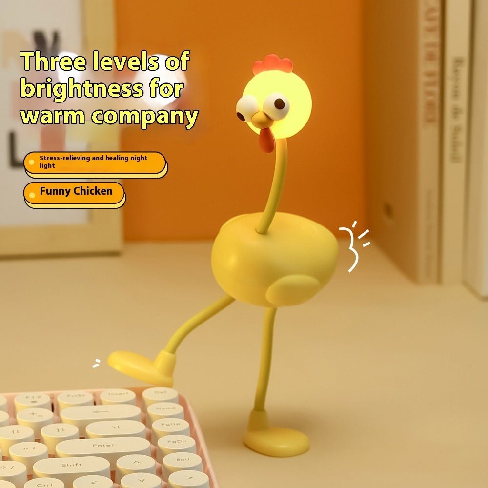 Funny Chicken Cartoon Night Lamp Creative Bedside USB Small Light for Bedroom Decor