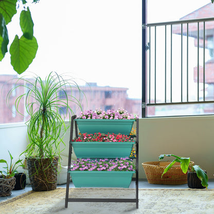 Raised Tiered Garden Planter Bed with 5 Boxes – Vertical Gardening Stand with Metal Frame & Drainage